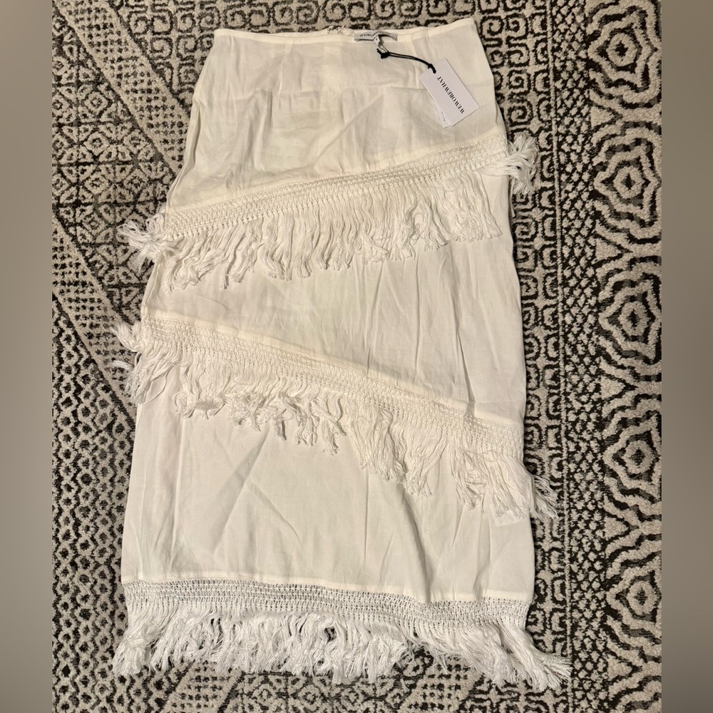 NWT WeWoreWhat Linen Fringe Skirt